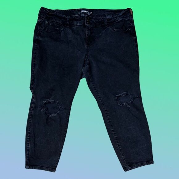 Plus Size Torrid Premium Distressed Black Jeggings Crop Jeans Size 22 #20 - Picture 5 of 5